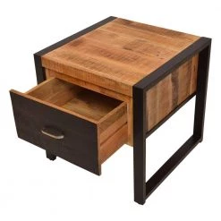 24 in. Brown and Black Single Drawer Wooden Side Table with Metal Frame by The Urban Port -The Urban Port Sales brown and black the urban port end side tables upt 242953 44 1000