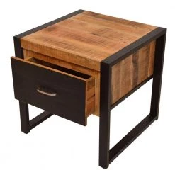 24 in. Brown and Black Single Drawer Wooden Side Table with Metal Frame by The Urban Port -The Urban Port Sales brown and black the urban port end side tables upt 242953 e1 1000