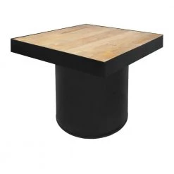 26 in. Brown and Black Wooden Side Table with Block Metal Base by The Urban Port