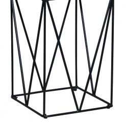 15 in. Brown and Black Mango Wood Square Tray Top V Shape Iron Accent Industrial End Side Table by The Urban Port -The Urban Port Sales brown and black the urban port end side tables upt 262395 1f 1000