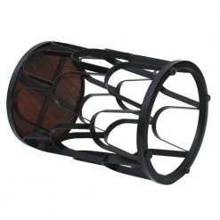 16 in. Brown and Black Lattice Cut Out Iron Frame Round Mango Wood Top End Side Table by The Urban Port -The Urban Port Sales brown and black the urban port end side tables upt 262397 4f 1000