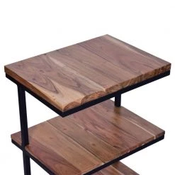 19 in. W Brown and Black Industrial End Table with 3-Tier Wooden Shelves and Metal Frame by The Urban Port -The Urban Port Sales brown and black the urban port end side tables upt 263597 4f 1000