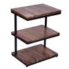 19 in. W Brown and Black Industrial End Table with 3-Tier Wooden Shelves and Metal Frame by The Urban Port