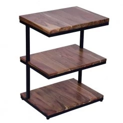 19 in. W Brown and Black Industrial End Table with 3-Tier Wooden Shelves and Metal Frame by The Urban Port