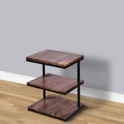 19 in. W Brown and Black Industrial End Table with 3-Tier Wooden Shelves and Metal Frame by The Urban Port -The Urban Port Sales brown and black the urban port end side tables upt 263597 fa 1000