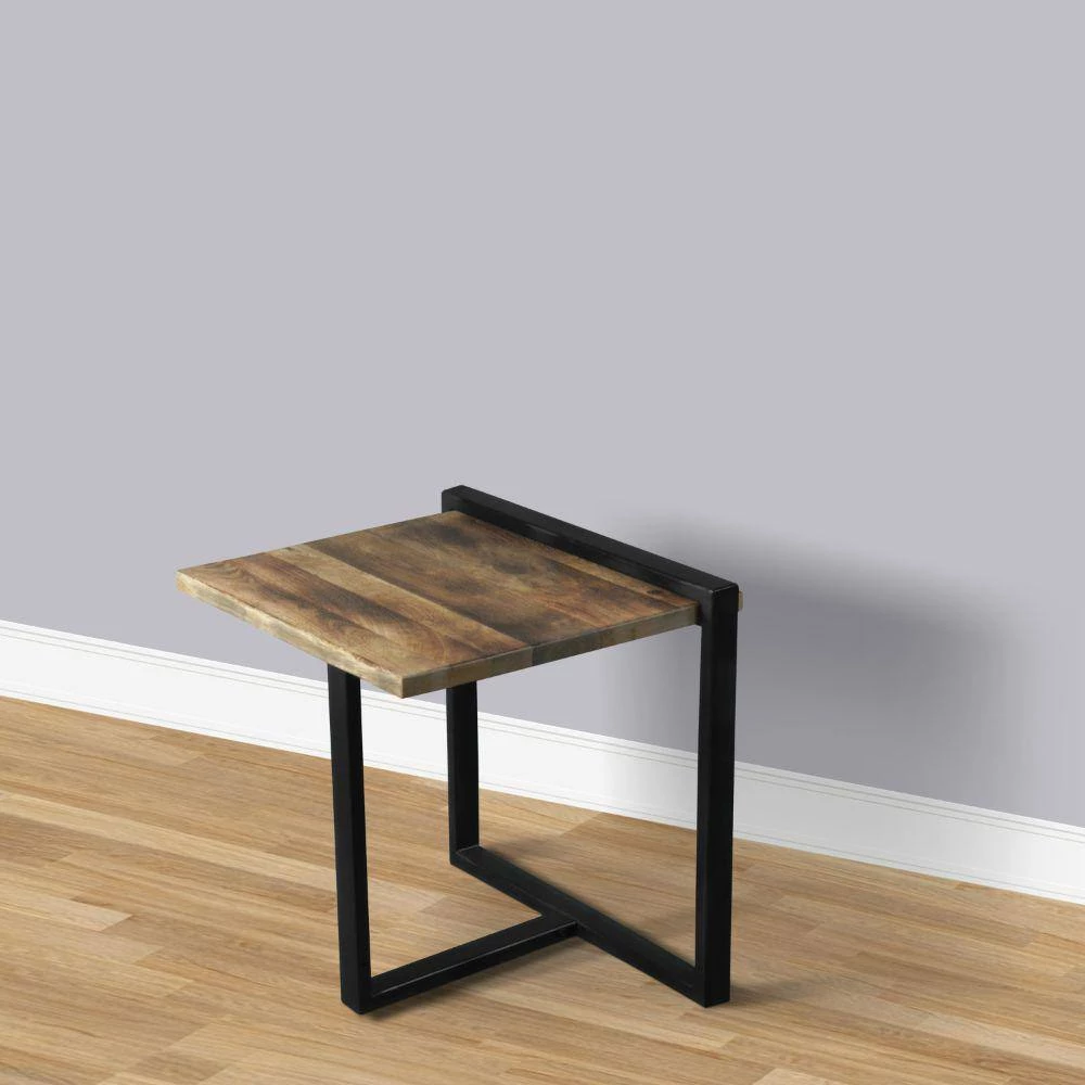 Industrial 18 in. Brown and Black End Table with Rectangular Wooden Top and Metal Frame by The Urban Port 9 Industrial 18 in. Brown and Black End Table with Rectangular Wooden Top and Metal Frame by The Urban Port - Image 9