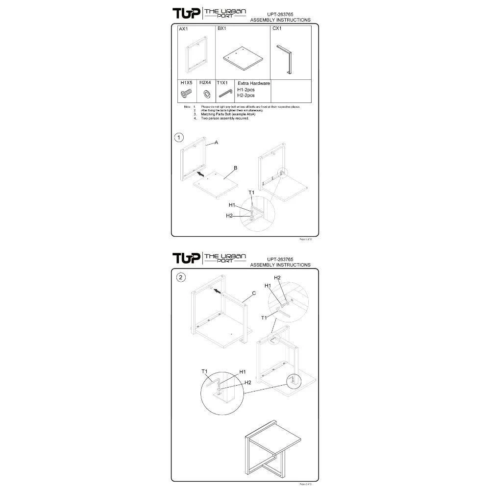 Industrial 18 in. Brown and Black End Table with Rectangular Wooden Top and Metal Frame by The Urban Port 10 Industrial 18 in. Brown and Black End Table with Rectangular Wooden Top and Metal Frame by The Urban Port - Image 10
