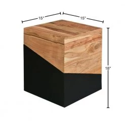 Industrial 15 in. Brown and Black Cubical Wooden Frame End Table with Square Top by The Urban Port -The Urban Port Sales brown and black the urban port end side tables upt 263772 40 1000