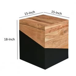 Industrial 15 in. Brown and Black Cubical Wooden Frame End Table with Square Top by The Urban Port -The Urban Port Sales brown and black the urban port end side tables upt 263772 44 1000