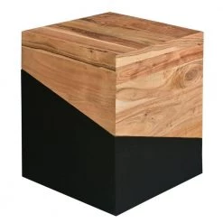 Industrial 15 in. Brown and Black Cubical Wooden Frame End Table with Square Top by The Urban Port
