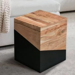 Industrial 15 in. Brown and Black Cubical Wooden Frame End Table with Square Top by The Urban Port -The Urban Port Sales brown and black the urban port end side tables upt 263772 76 1000