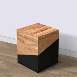 Industrial 15 in. Brown and Black Cubical Wooden Frame End Table with Square Top by The Urban Port -The Urban Port Sales brown and black the urban port end side tables upt 263772 fa 1000