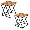 22.5 in. Brown and Black Square 2-Piece Nesting End Table with Wood Top and Iron Frame (Set of 2) by The Urban Port