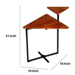 16 In. Brown and Black Triangular Acacia Wood Accent End Table with 2-Tier Tabletops by The Urban Port -The Urban Port Sales brown and black the urban port end side tables upt 272011 44 1000