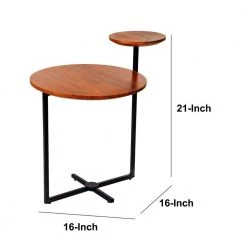 Geo 16 in. Brown and Black Round Acacia Wood Accent End Table with 2-Tier Tabletops by The Urban Port -The Urban Port Sales brown and black the urban port end side tables upt 272012 44 1000