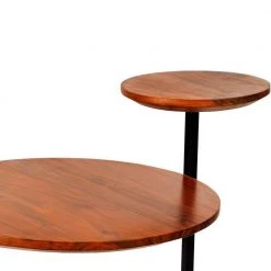 Geo 16 in. Brown and Black Round Acacia Wood Accent End Table with 2-Tier Tabletops by The Urban Port -The Urban Port Sales brown and black the urban port end side tables upt 272012 c3 1000