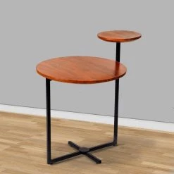 Geo 16 in. Brown and Black Round Acacia Wood Accent End Table with 2-Tier Tabletops by The Urban Port -The Urban Port Sales brown and black the urban port end side tables upt 272012 fa 1000