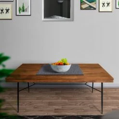 68.9 in. L Black and Brown 2-Tone Rectangle Wooden Top Rectangular Dining Table by The Urban Port -The Urban Port Sales brown and black the urban port kitchen dining tables upt 231468 31 1000