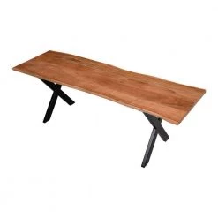 Brown and Black Rectangle Wooden Dining Bench with X Base 55.1 in. L x 16.5 in. W x 18 in. H by The Urban Port -The Urban Port Sales brown and black the urban port kitchen dining tables upt 231471 4f 1000