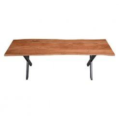 Brown and Black Rectangle Wooden Dining Bench with X Base 55.1 in. L x 16.5 in. W x 18 in. H by The Urban Port -The Urban Port Sales brown and black the urban port kitchen dining tables upt 231471 c3 1000