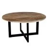59 in. Round Brown and Black Mango Wood Top Dining Table with Metal Frame (Seats 4) by The Urban Port