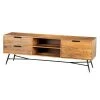 Roomy Brown and Black Wooden Media Console with Slanted Metal Base by The Urban Port