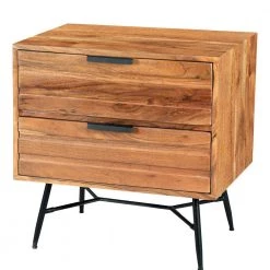 Black and Brown 2-Drawer Wooden Nightstand with Metal Angled Legs by The Urban Port