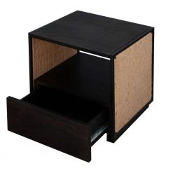 1-Drawer Brown and Black Acacia Wood Side Table Nightstand w/ Woven Jute Side Panels(17.7 in. L x 19.7 in. W x 21 in. H) by The Urban Port -The Urban Port Sales brown and black the urban port nightstands upt 238069 1f 1000