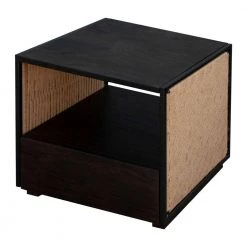 1-Drawer Brown and Black Acacia Wood Side Table Nightstand w/ Woven Jute Side Panels(17.7 in. L x 19.7 in. W x 21 in. H) by The Urban Port -The Urban Port Sales brown and black the urban port nightstands upt 238069 4f 1000