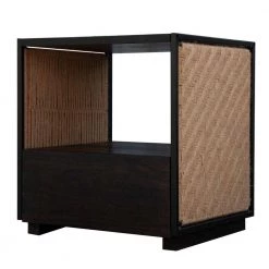 1-Drawer Brown and Black Acacia Wood Side Table Nightstand w/ Woven Jute Side Panels(17.7 in. L x 19.7 in. W x 21 in. H) by The Urban Port -The Urban Port Sales brown and black the urban port nightstands upt 238069 c3 1000