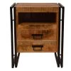 Brown and Black 2-Drawer 20 in. Wooden Farmhouse Side Table with Open Cubby and Metal Frame by The Urban Port