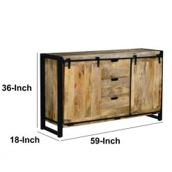 Brown and Black Wooden Sideboard with Barn Style 2-Sliding Doors and 3-Drawer by The Urban Port 16 Brown and Black Wooden Sideboard with Barn Style 2-Sliding Doors and 3-Drawer by The Urban Port -The Urban Port Sales brown and black the urban port sideboards buffet tables upt 242825 76 1000