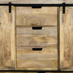 Brown and Black Wooden Sideboard with Barn Style 2-Sliding Doors and 3-Drawer by The Urban Port 15 Brown and Black Wooden Sideboard with Barn Style 2-Sliding Doors and 3-Drawer by The Urban Port -The Urban Port Sales brown and black the urban port sideboards buffet tables upt 242825 fa 1000