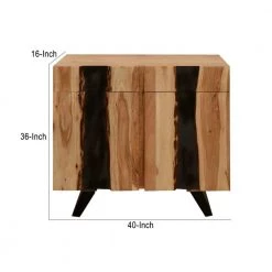 Stanley 40 Inch Brown and Black Industrial Acacia Wood Sideboard Buffet Cabinet with 2 Drawers and Live Edge Details by The Urban Port -The Urban Port Sales brown and black the urban port sideboards buffet tables upt 272527 76 1000