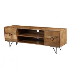 17 in. Brown and Black Composite TV Stand with 4 Drawer Fits TVs Up to 52 in. with Built-In Storage by The Urban Port