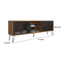 70.8 in. W Walnut Brown and Black Arthur Wooden TV Stand with 2 Slatted Sliding Doors Fits TV's up to 70 in. by The Urban Port -The Urban Port Sales brown and black the urban port tv stands upt 271301 44 1000