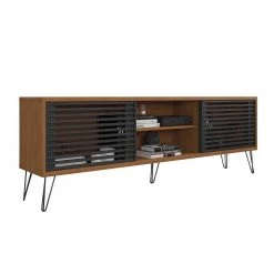 70.8 in. W Walnut Brown and Black Arthur Wooden TV Stand with 2 Slatted Sliding Doors Fits TV's up to 70 in. by The Urban Port -The Urban Port Sales brown and black the urban port tv stands upt 271301 c3 1000