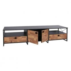 71 in. Brown and Black Industrial Wooden TV Stand with 4-Doors and 2-Open Compartments Fits upto 65 in. TV by The Urban Port -The Urban Port Sales brown and black the urban port tv stands upt 272771 4f 1000