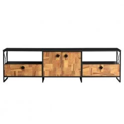 71 in. Brown and Black Industrial Wooden TV Stand with 4-Doors and 2-Open Compartments Fits upto 65 in. TV by The Urban Port -The Urban Port Sales brown and black the urban port tv stands upt 272771 c3 1000