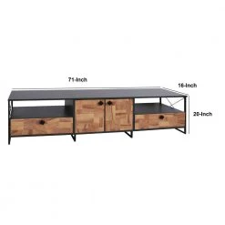 71 in. Brown and Black Industrial Wooden TV Stand with 4-Doors and 2-Open Compartments Fits upto 65 in. TV by The Urban Port -The Urban Port Sales brown and black the urban port tv stands upt 272771 d4 1000