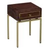 Ellis 1-Drawer Brown and Matte Gold Side Table Nightstand with Brass Metal Legs 22 in. H x 16 in. W x 15 in. D by The Urban Port