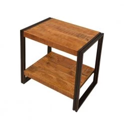 24 in. Brown and Bronze Rectangle Wooden Farmhouse Side Table with Open Compartment by The Urban Port -The Urban Port Sales brown and bronze the urban port end side tables upt 242950 4f 1000