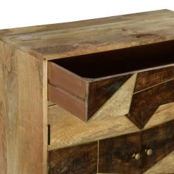 Brown Wooden Storage Cabinet with 2-Doors and Geometric Inlaid Design by The Urban Port -The Urban Port Sales brown and gold the urban port accent cabinets upt 231745 44 1000