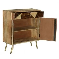 Brown Wooden Storage Cabinet with 2-Doors and Geometric Inlaid Design by The Urban Port -The Urban Port Sales brown and gold the urban port accent cabinets upt 231745 77 1000
