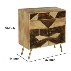 Brown Wooden Storage Cabinet with 2-Doors and Geometric Inlaid Design by The Urban Port -The Urban Port Sales brown and gold the urban port accent cabinets upt 231745 fa 1000