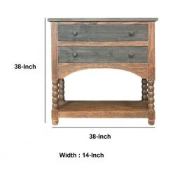 14 in. Brown and Gray 2-Drawer Solid Wood Console Table with Beaded Legs by The Urban Port -The Urban Port Sales brown and gray the urban port console tables upt 248011 fa 1000