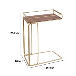 16.15 in. W Brown and Matte Gold C-Shape Minimalist Wood Side Tray Table with Metal Frame by The Urban Port -The Urban Port Sales brown and matte gold the urban port end side tables upt 250426 44 1000