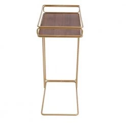 16.15 in. W Brown and Matte Gold C-Shape Minimalist Wood Side Tray Table with Metal Frame by The Urban Port -The Urban Port Sales brown and matte gold the urban port end side tables upt 250426 4f 1000