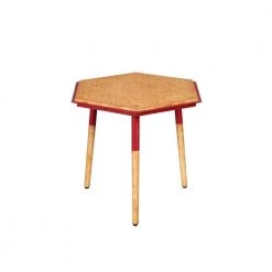 15.6 in. Brown and Red Hexagon Illusion Wood Side Table by The Urban Port