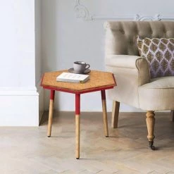 15.6 in. Brown and Red Hexagon Illusion Wood Side Table by The Urban Port -The Urban Port Sales brown and red the urban port end side tables upt 272005 66 1000